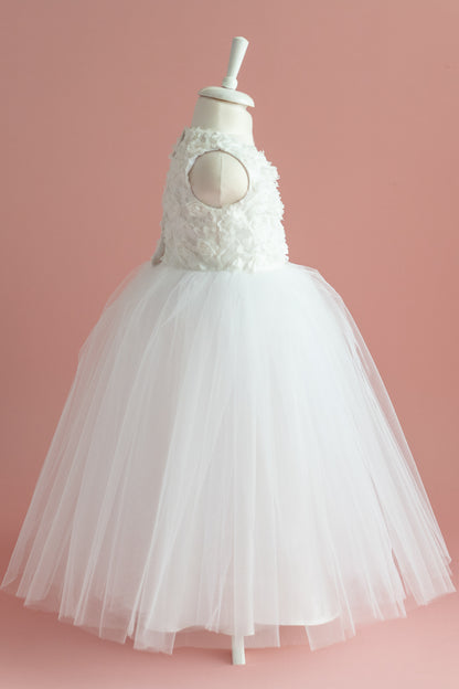 3D Flower Girl Tulle Dress: Elegant First Communion, Baptism