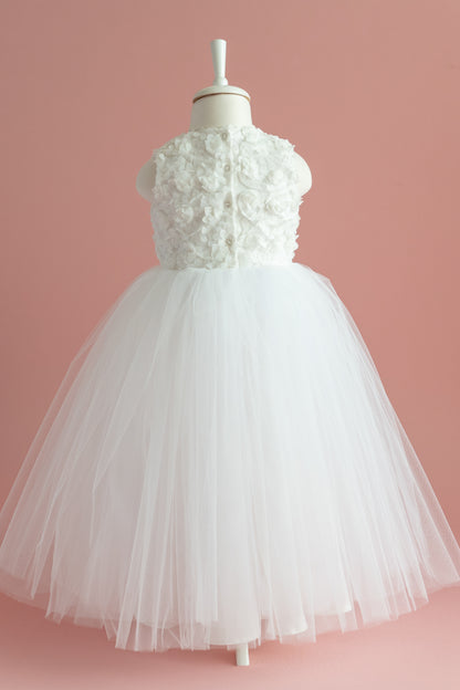 3D Flower Girl Tulle Dress: Elegant First Communion, Baptism