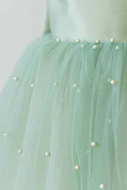 Sage Green Tulle Dress: Pearl Wedding