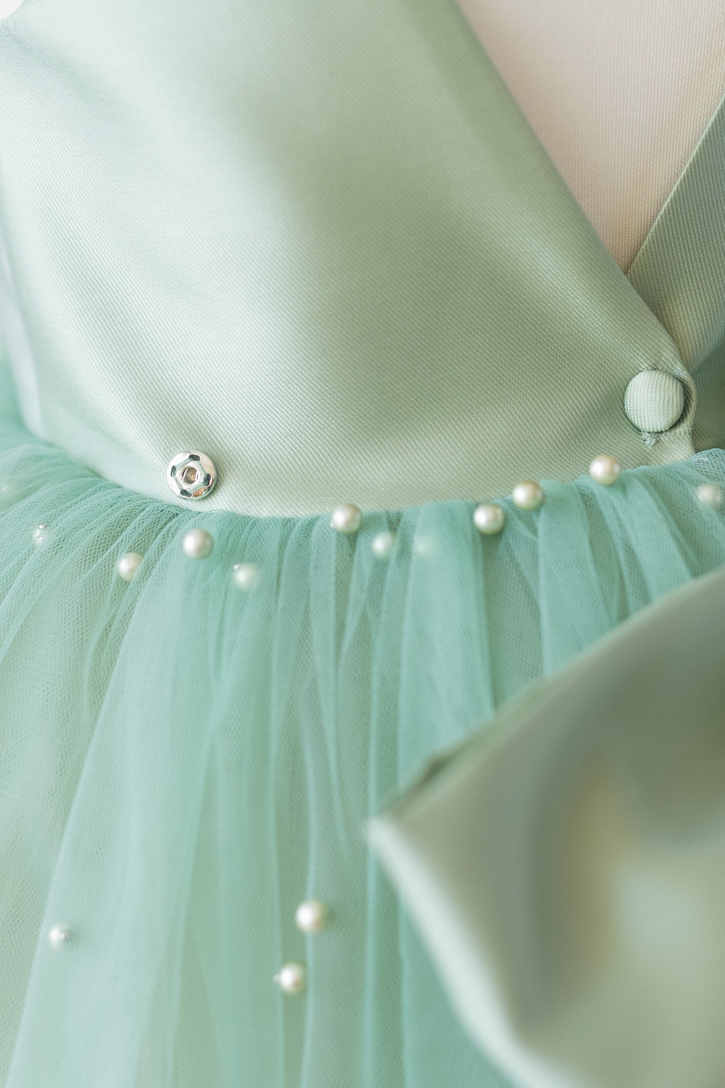 Sage Green Tulle Dress: Pearl Wedding