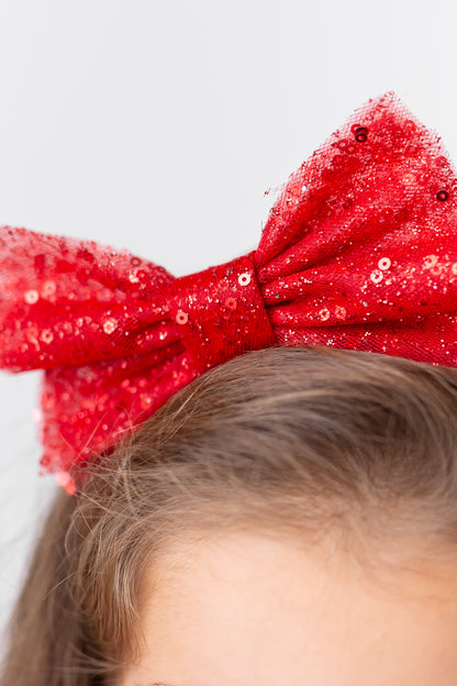 Red Satin Flower Girl Dress, Sparkly Christmas Holiday Dress