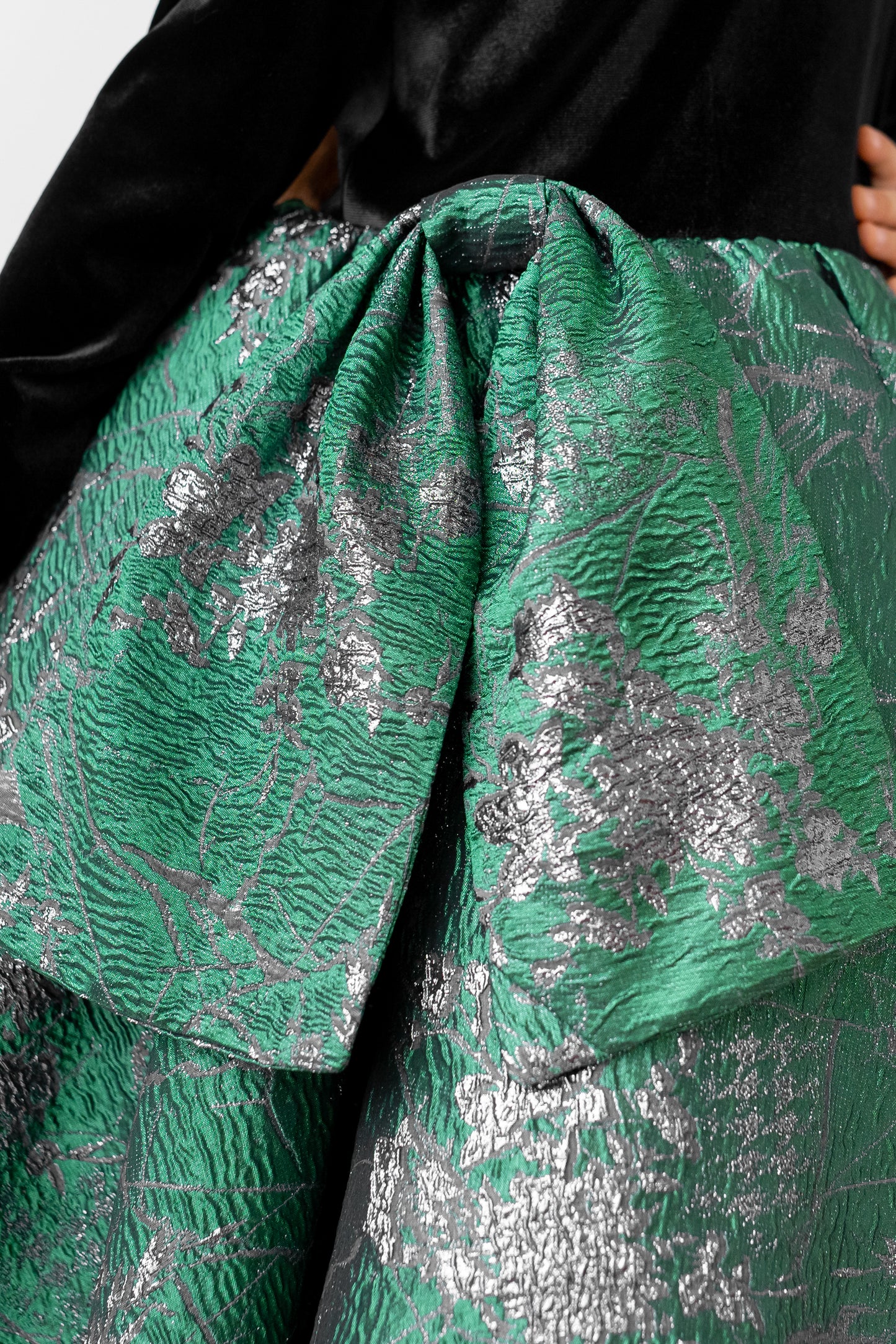 Emerald Green Christmas Dress, Velvet Brocade Flower Girl Dress