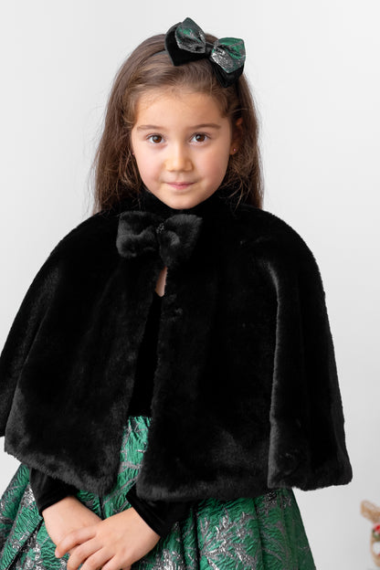 Emerald Green Christmas Dress, Velvet Brocade Flower Girl Dress