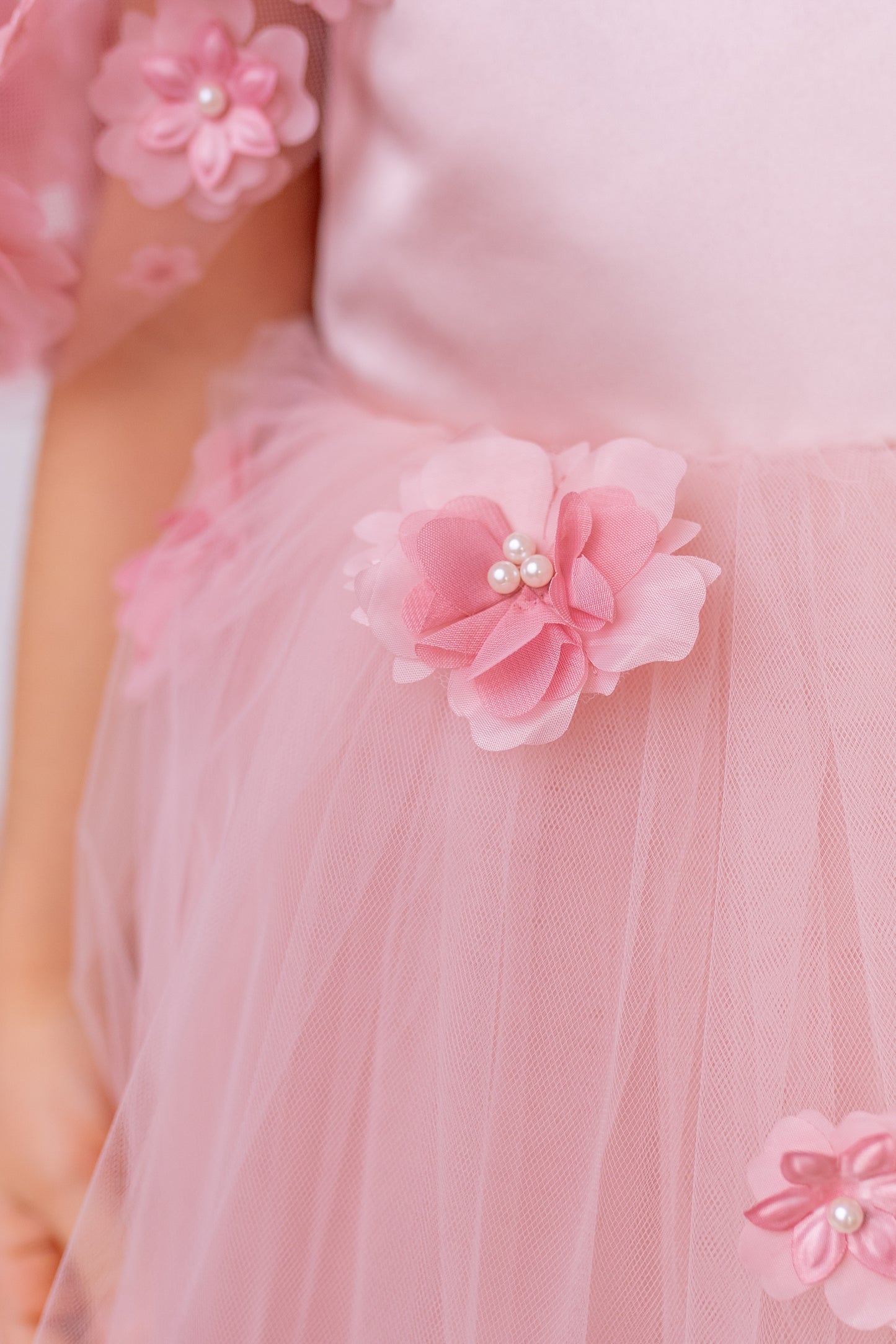 Elegant Blush Satin Flower Girl Dress with Flower Crown - Personalized Wedding Gown for Girls