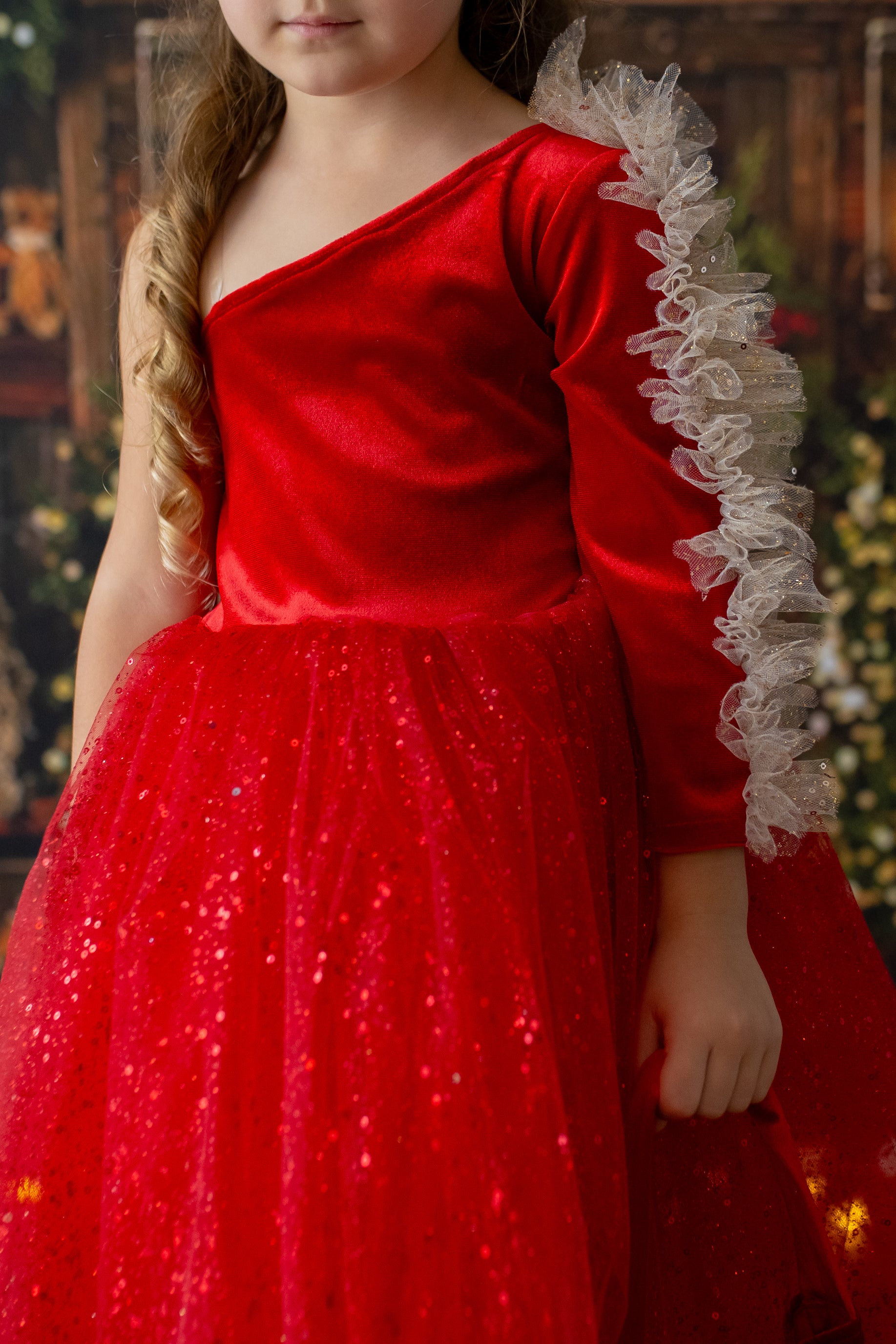 red velvet christmas dress Red Velvet Christmas Dress with Personalized Bag 7T