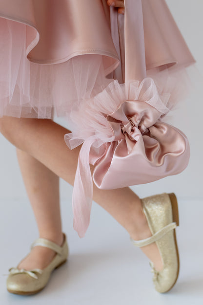 Blush Pink Flower Girl Dress: One-Shoulder