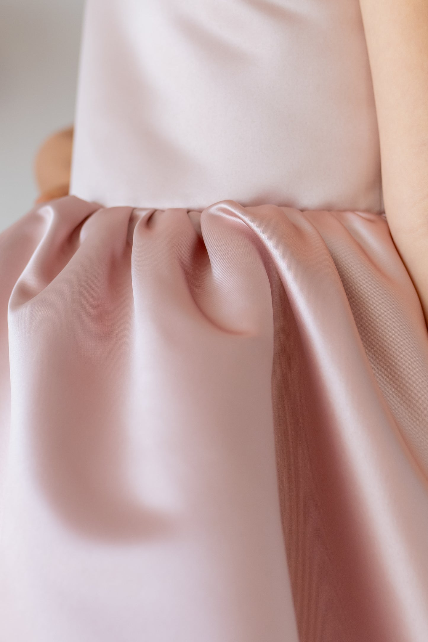 Blush Pink Flower Girl Dress: One-Shoulder