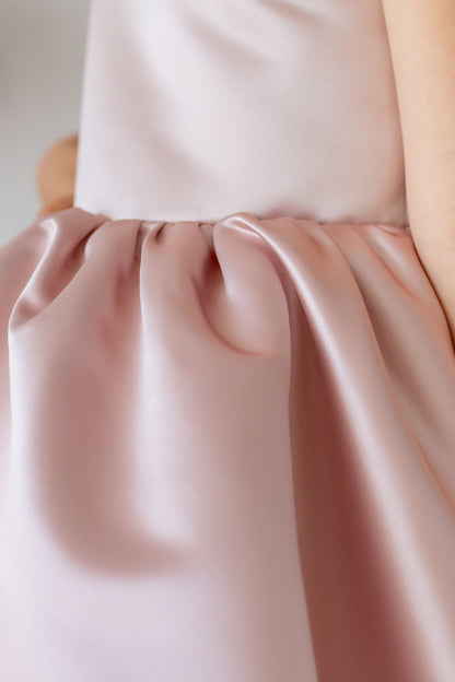 Blush Pink Flower Girl Dress: One-Shoulder