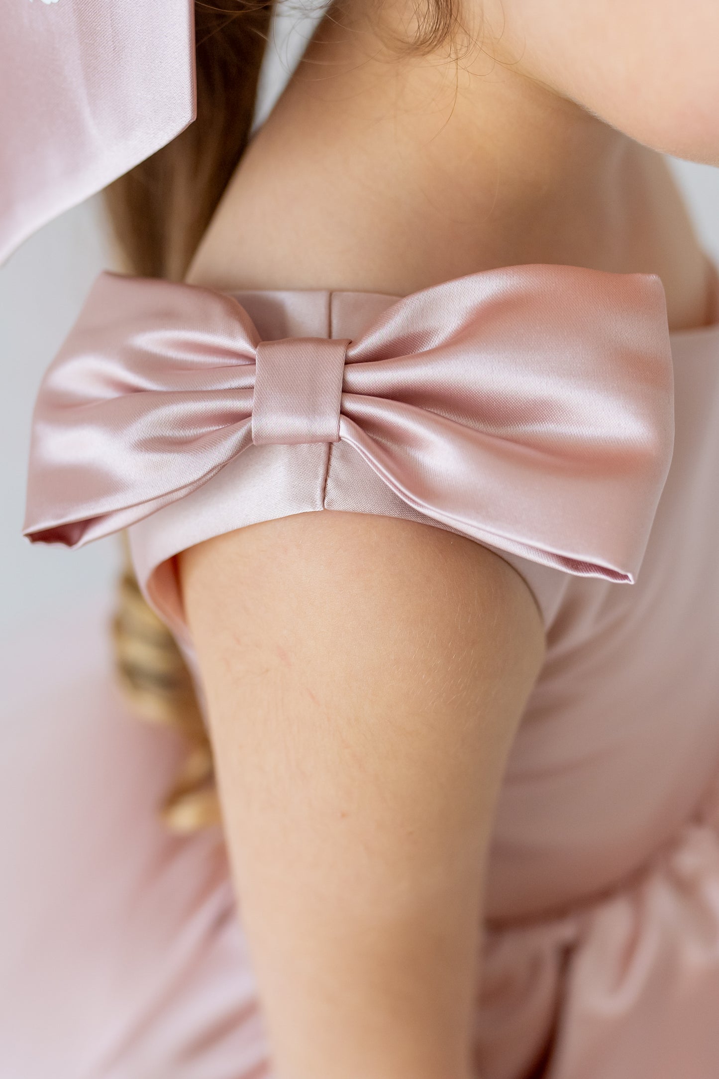 Blush Pink Flower Girl Dress: One-Shoulder