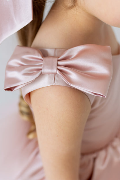 Blush Pink Flower Girl Dress: One-Shoulder
