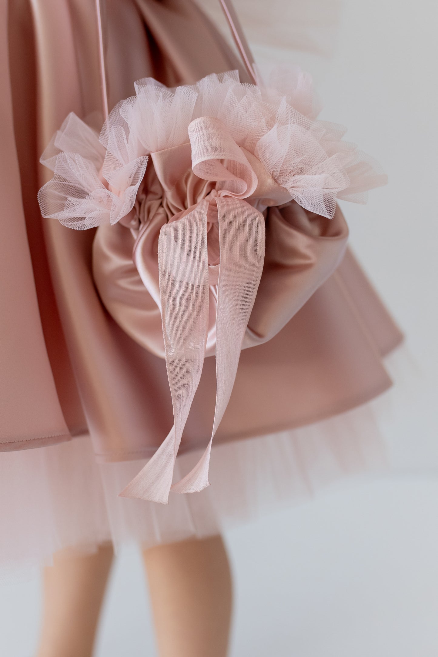 Blush Pink Flower Girl Dress: One-Shoulder