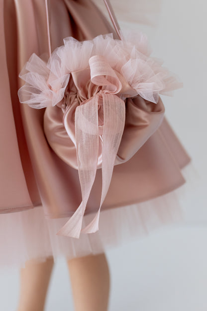 Blush Pink Flower Girl Dress: One-Shoulder