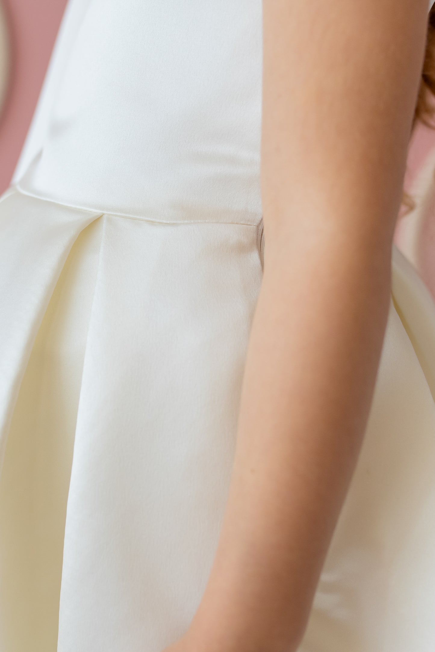 Ivory Satin Dress: One-Shoulder Gown with Bow