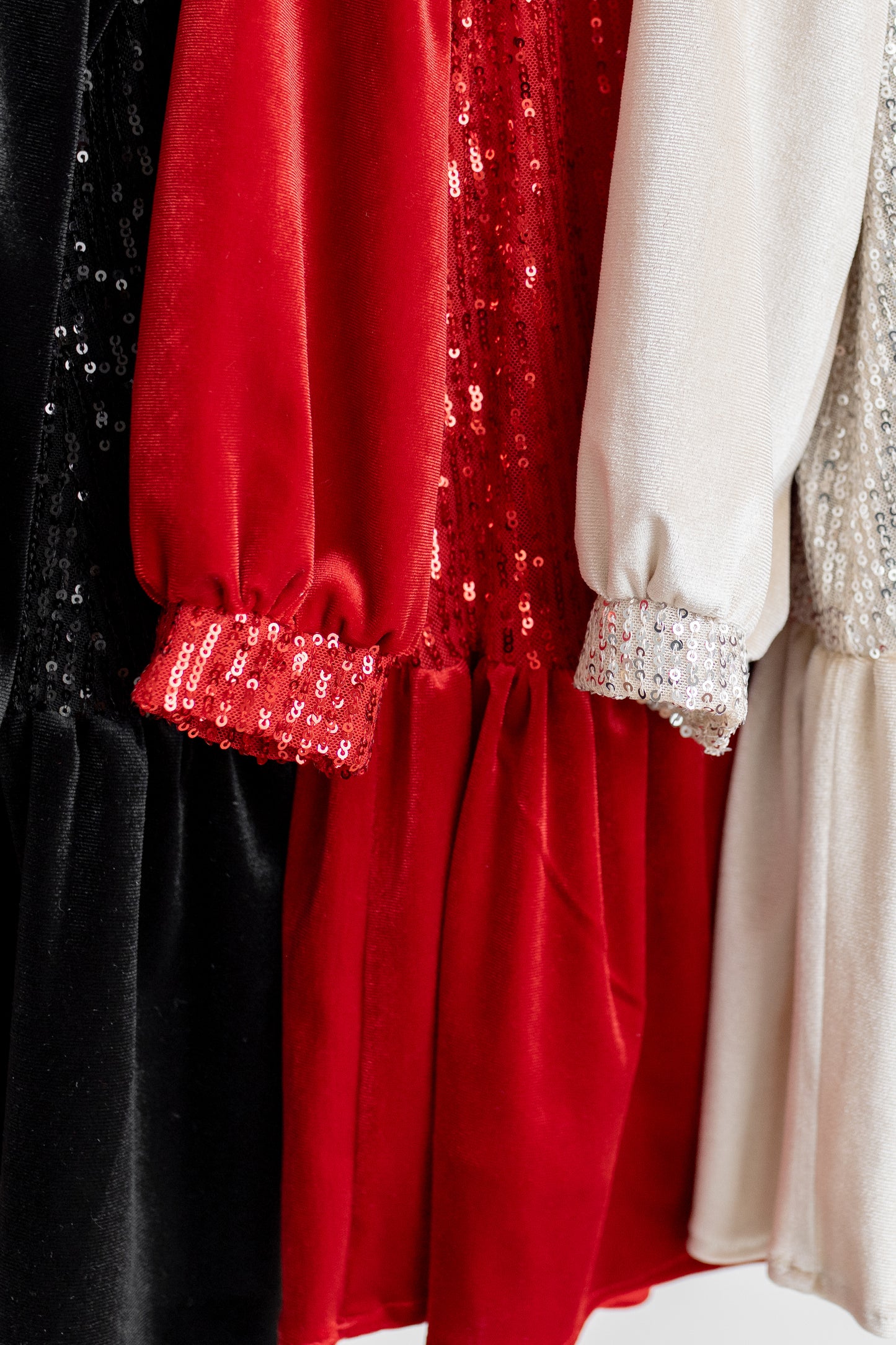 Red Sequin Velvet Christmas Dress: Baby Party Tulle Dress