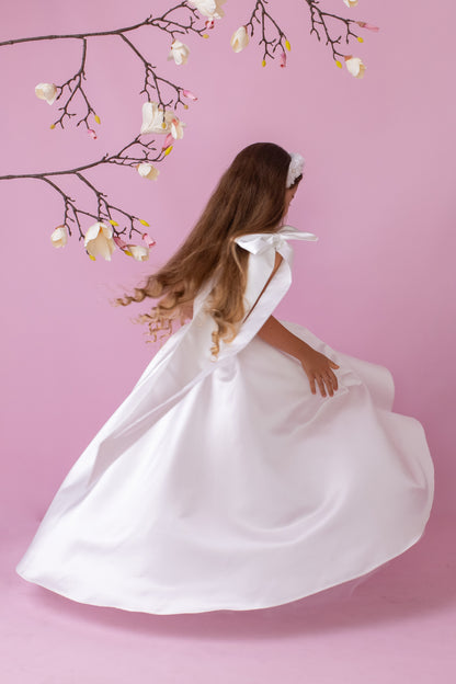 One-Shoulder Flower Girl Dress: Oversized Bow
