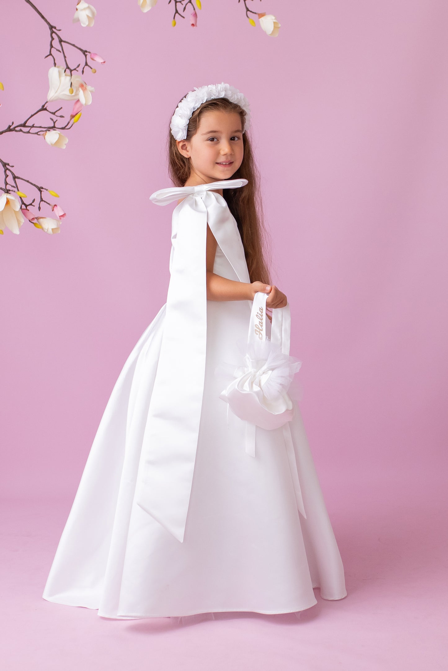 One-Shoulder Flower Girl Dress: Oversized Bow