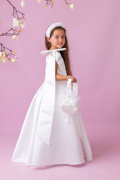 One-Shoulder Flower Girl Dress: Oversized Bow