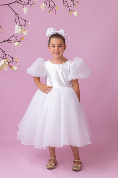 Elegant Organza Flower Girl Dress with Big Bow