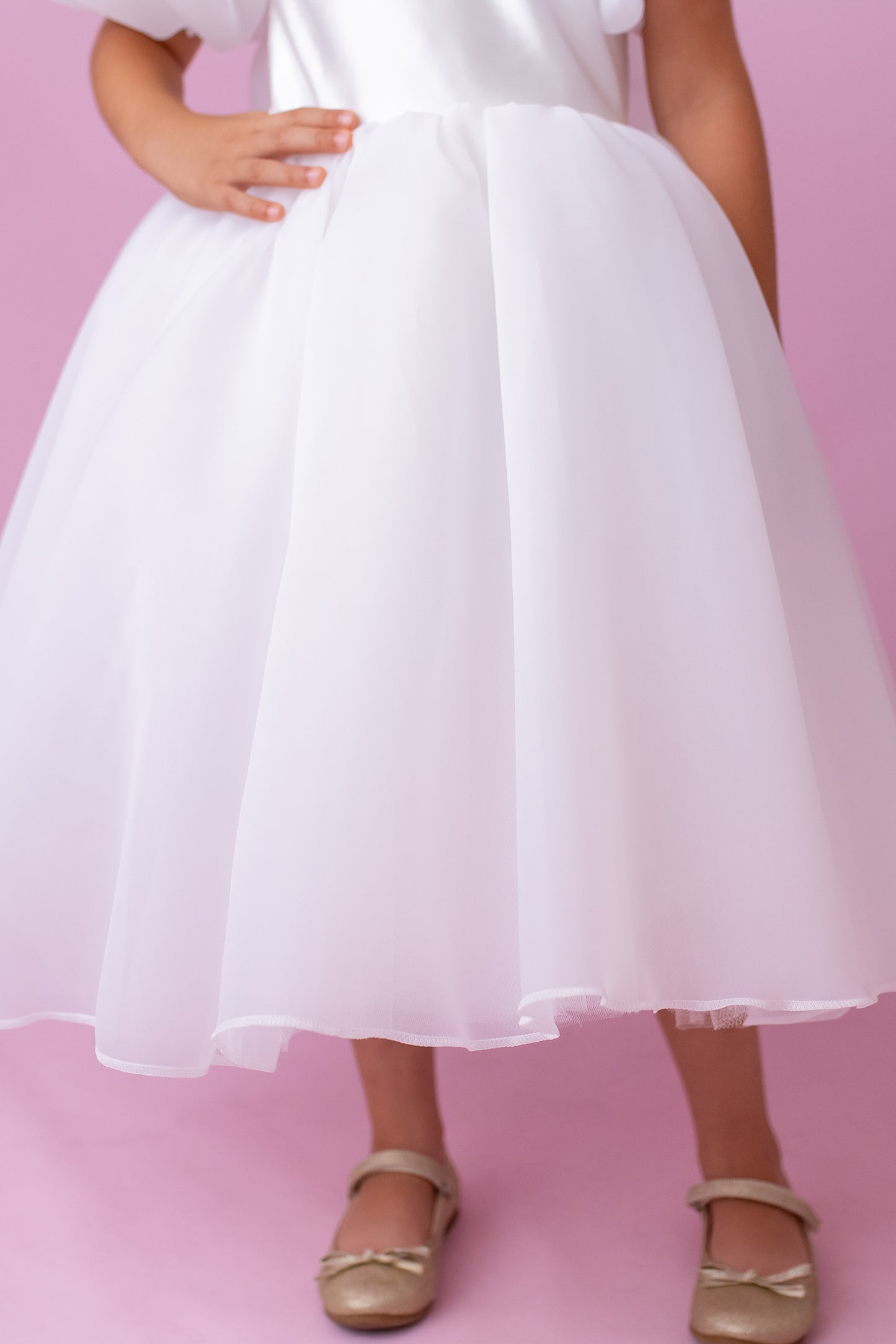 Elegant Organza Flower Girl Dress with Big Bow