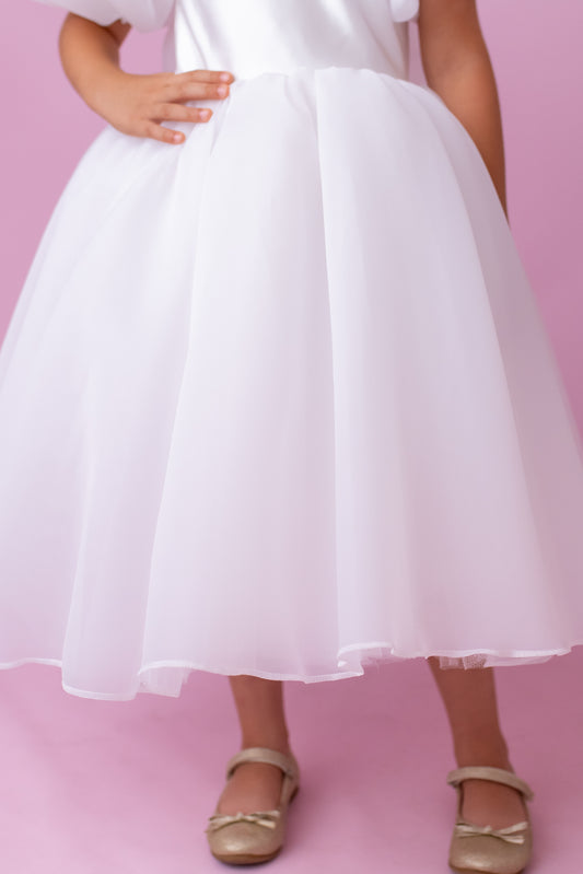 Elegant Organza Flower Girl Dress with Big Bow