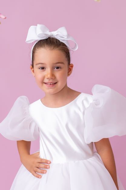 Elegant Organza Flower Girl Dress with Big Bow