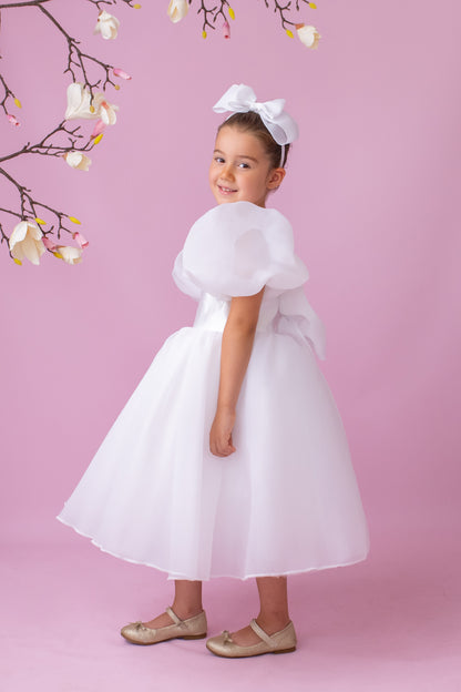 Elegant Organza Flower Girl Dress with Big Bow