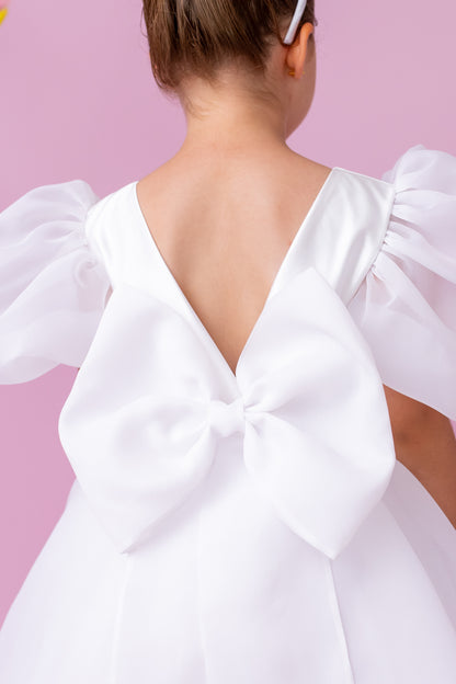 Elegant Organza Flower Girl Dress with Big Bow