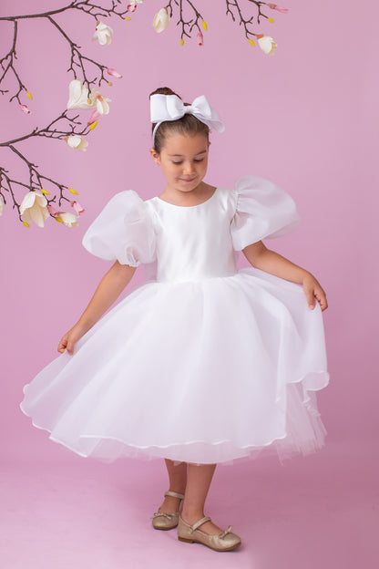 Elegant Organza Flower Girl Dress with Big Bow
