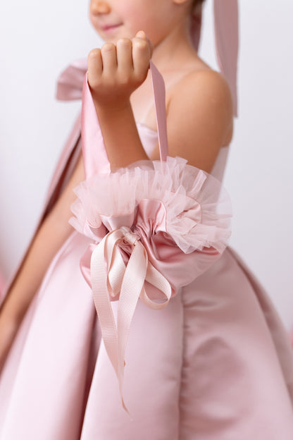 Blush One-Shoulder Dress with Oversized Bow