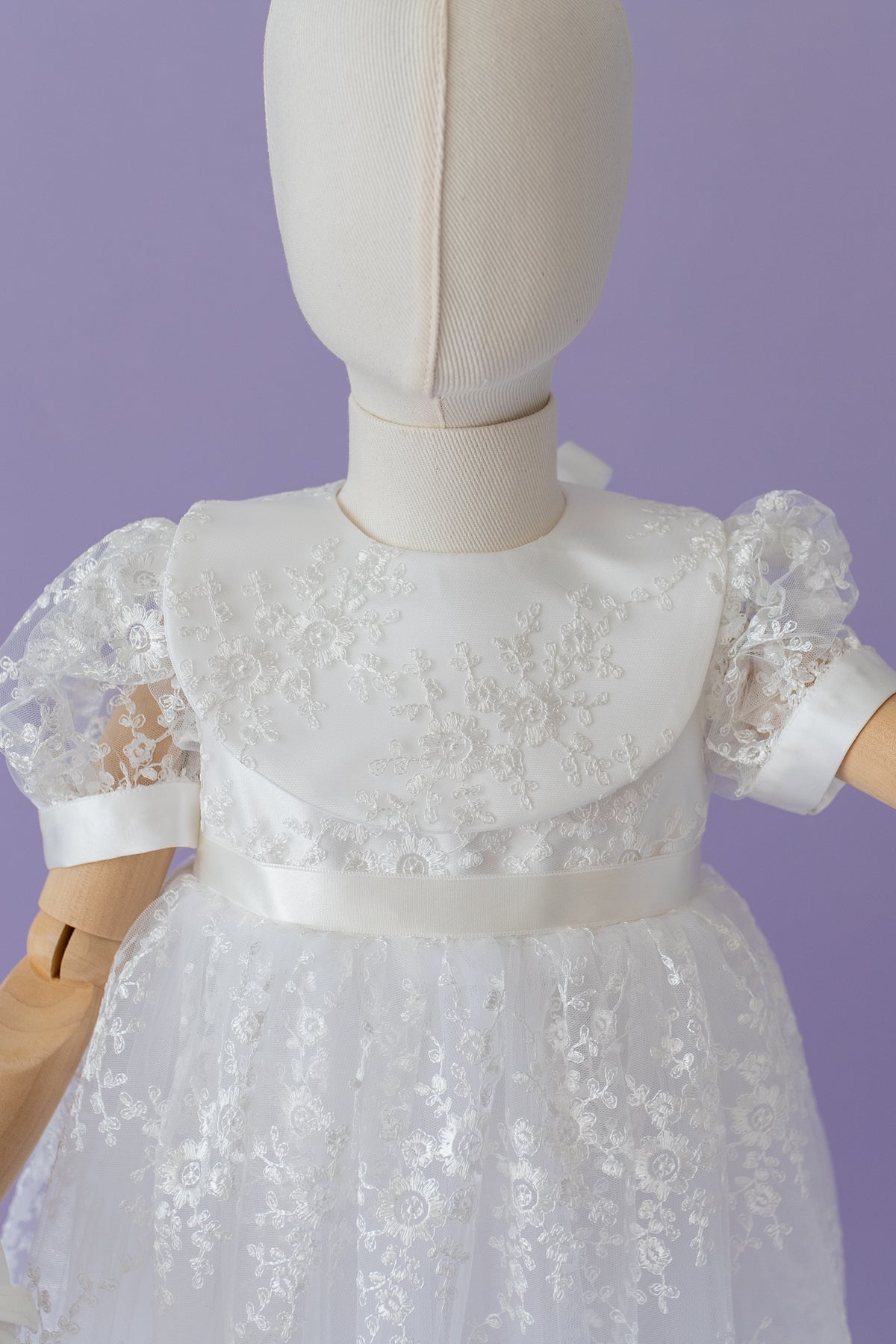 Handmade Baby Girl Baptism Dress White Lace Christening Gown with Bonnet Heirloom Blessing Outfit