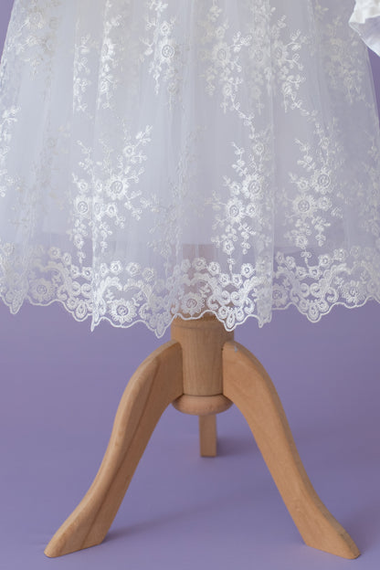 Handmade Baby Girl Baptism Dress White Lace Christening Gown with Bonnet Heirloom Blessing Outfit