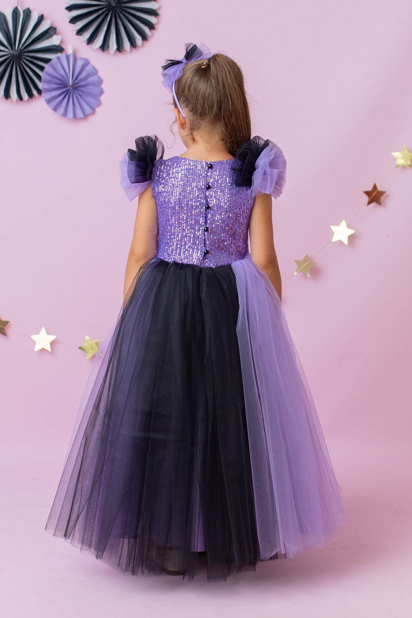 kuromi dress Girls Kuromi Princess Costume: Magical Flower Dress for Cosplay Dress & Hair Bow / 7