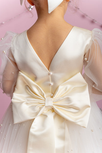 Ivory Tulle Dress: Long Sleeves