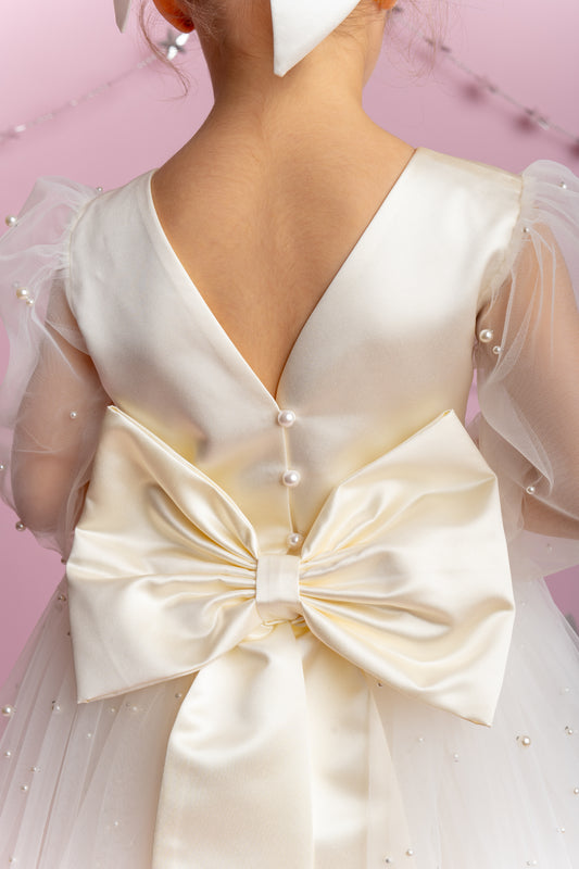 Ivory Tulle Dress: Long Sleeves