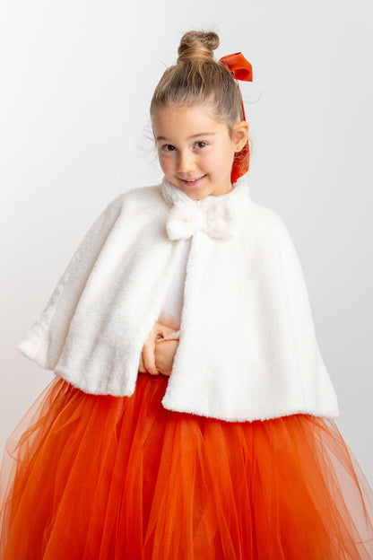 Burnt Orange Tulle Flower Girl Dress, Lace V-Back, Fall Wedding