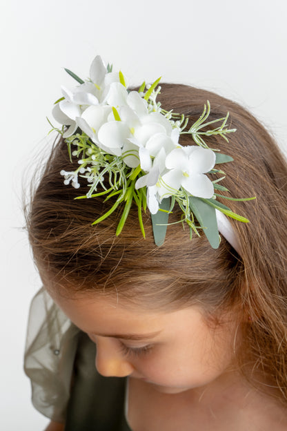 Olive Green Pearl Tulle Flower Girl Dress: Short Sleeves Satin Bodice