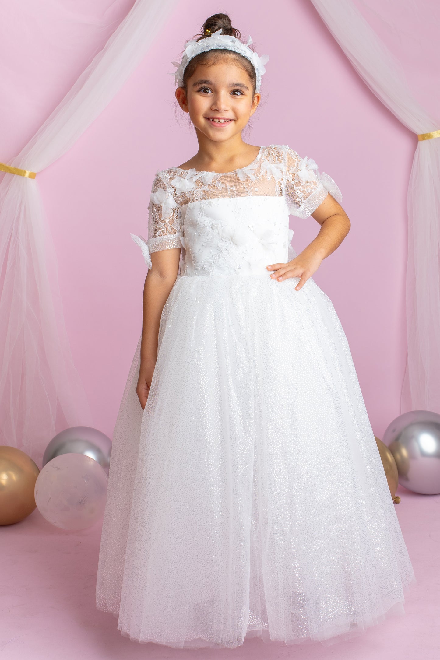 3D Flower Lace Girl Dress: Rustic Tulle Communion, Wedding