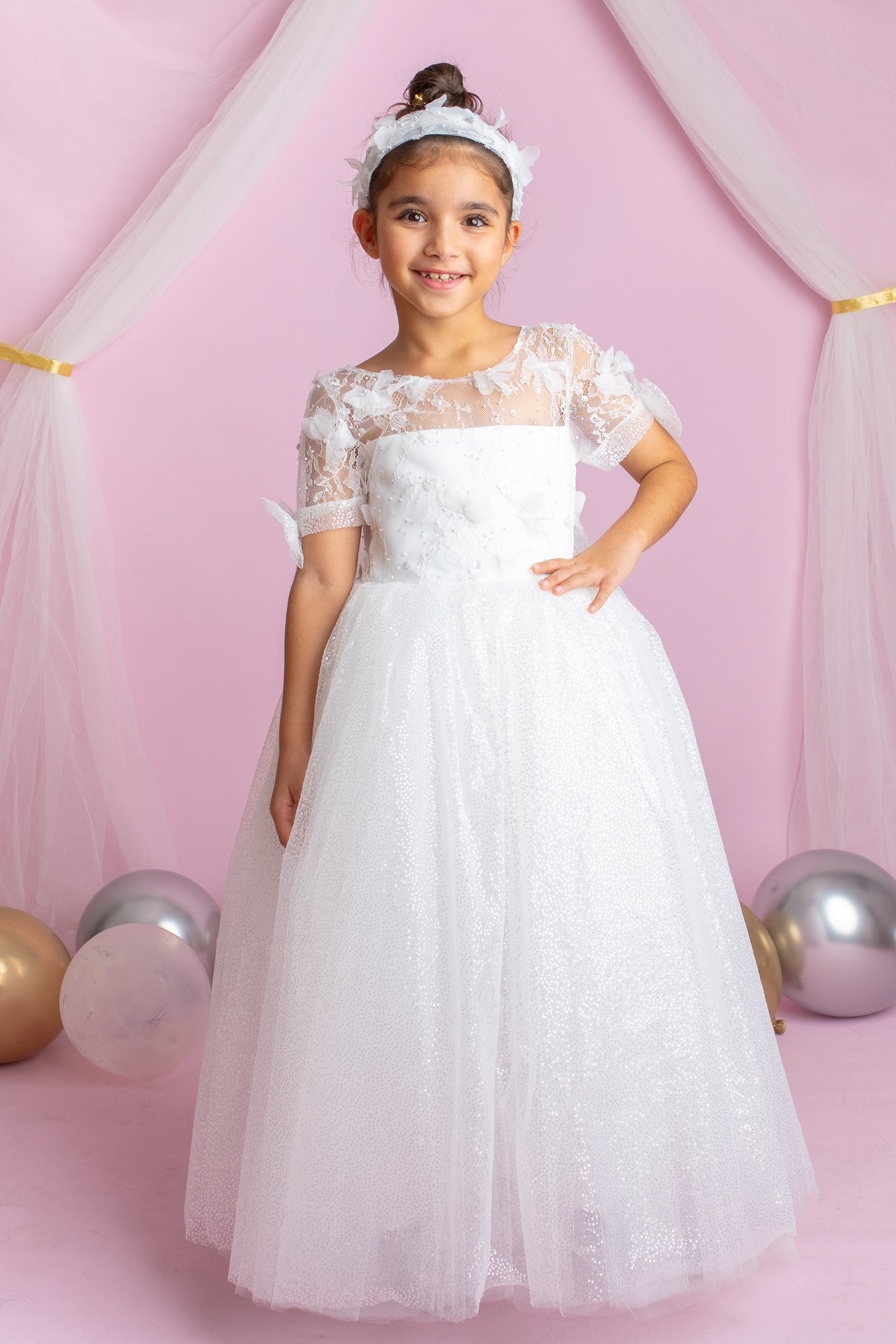3D Flower Lace Girl Dress: Rustic Tulle Communion, Wedding