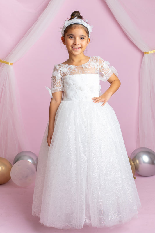 3D Flower Lace Girl Dress: Rustic Tulle Communion, Wedding