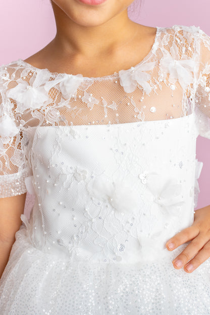 3D Flower Lace Girl Dress: Rustic Tulle Communion, Wedding