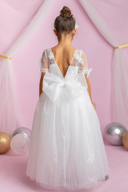 3D Flower Lace Girl Dress: Rustic Tulle Communion, Wedding