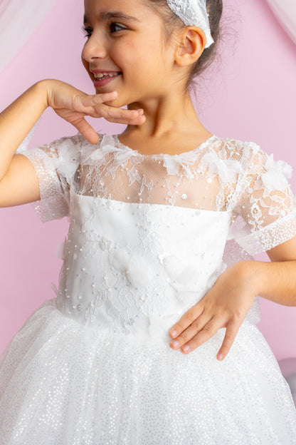 3D Flower Lace Girl Dress: Rustic Tulle Communion, Wedding