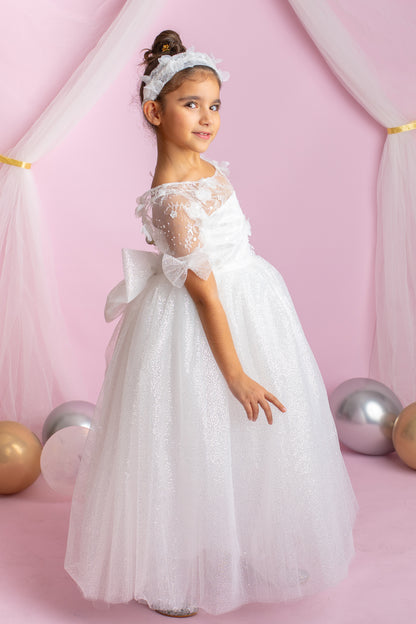 3D Flower Lace Girl Dress: Rustic Tulle Communion, Wedding