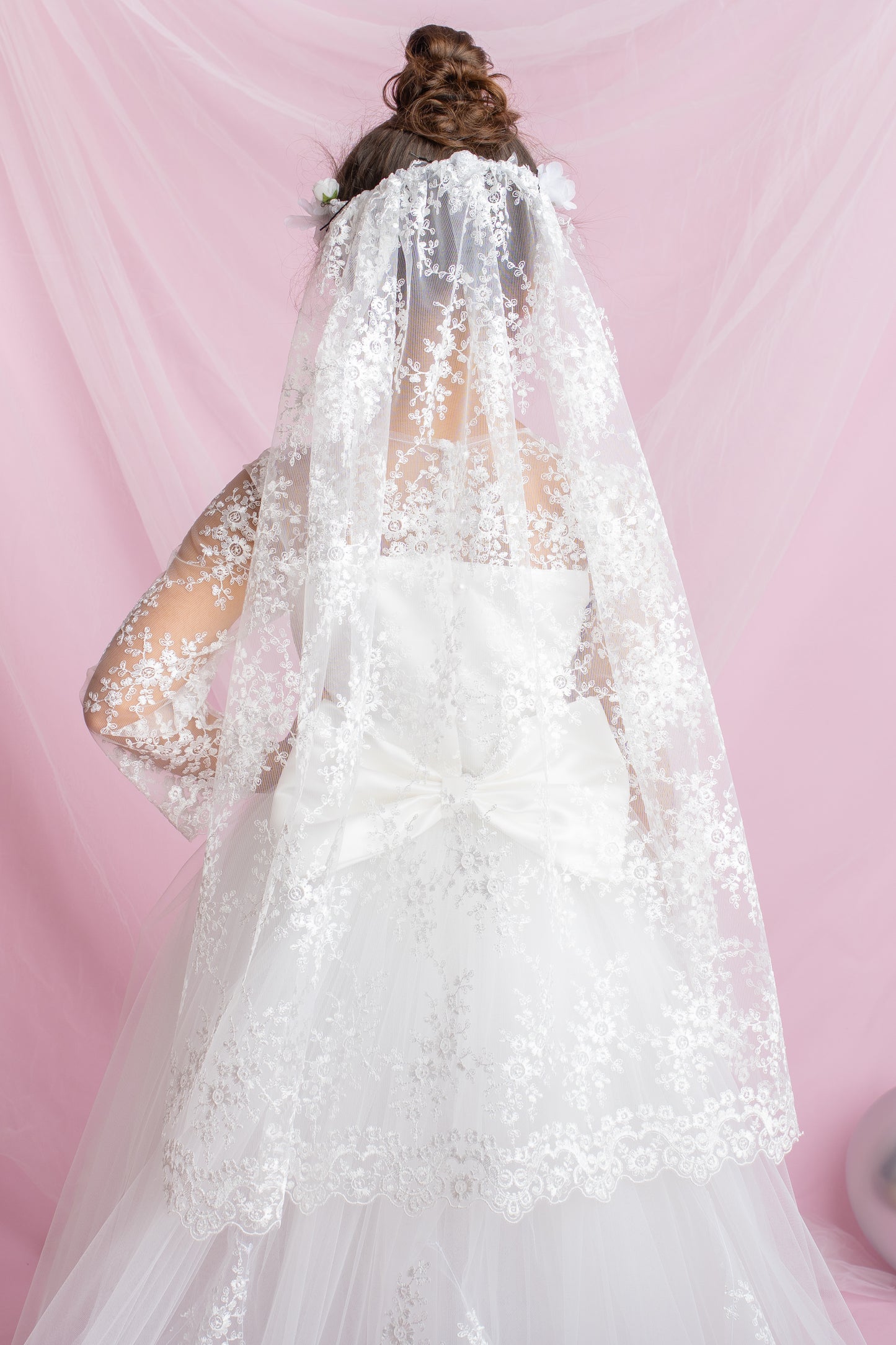 Lace Flower Girl Dress with Detachable Train: First Communion Gown
