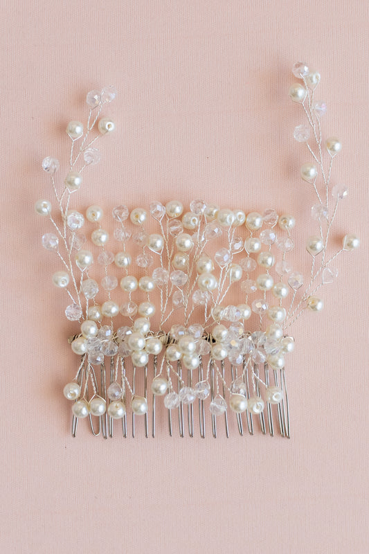 Handmade Pearl Wedding Hair Accessories: Headband, Vine, Comb & Bow