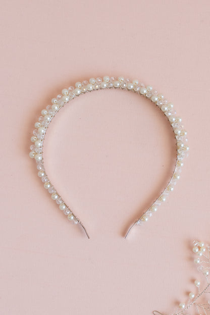 Handmade Pearl Wedding Hair Accessories: Headband, Vine, Comb & Bow