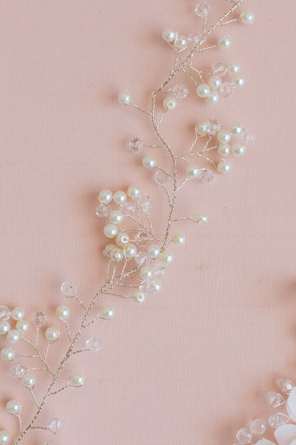 Handmade Pearl Wedding Hair Accessories: Headband, Vine, Comb & Bow