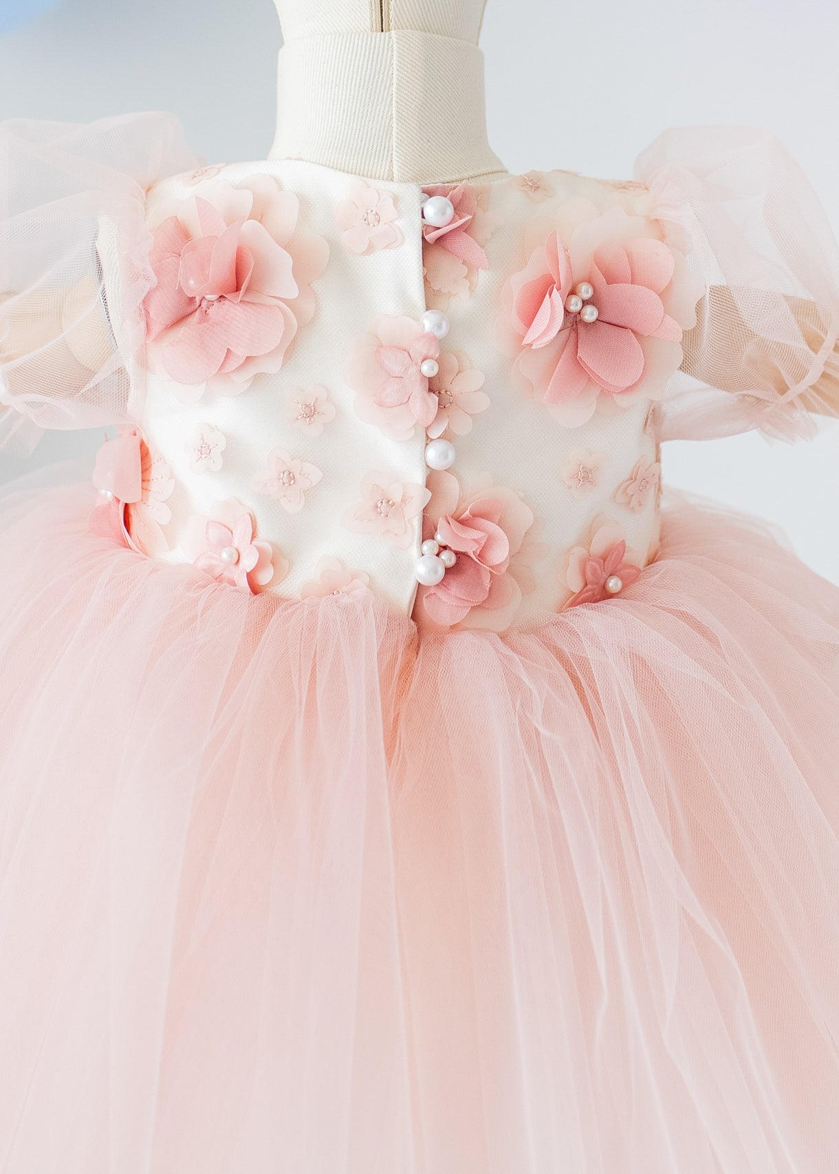 Elegant Blush Pink Tulle Toddler Girl Dress with Satin Diaper Cover for Special Occasions