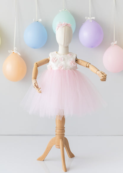 Elegant Pink Tulle Toddler Girl Dress with Satin Diaper Cover for Special Occasions