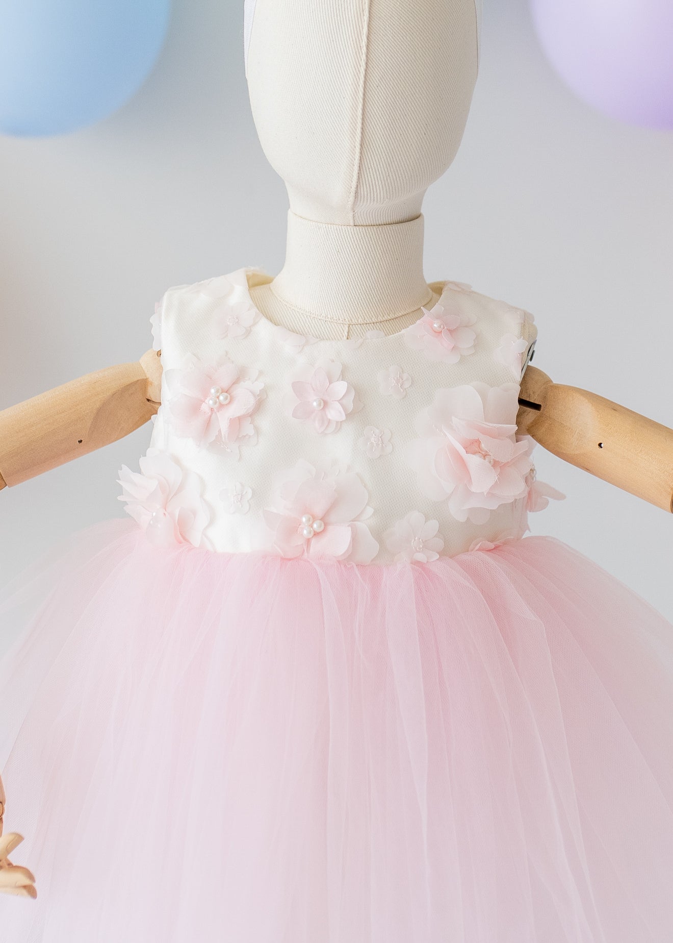 Elegant Pink Tulle Toddler Girl Dress with Satin Diaper Cover for Special Occasions